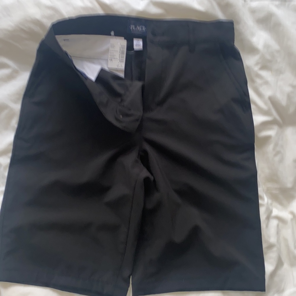 New PLACE Boys shorts black Stretch Adjustable Zip Size 14